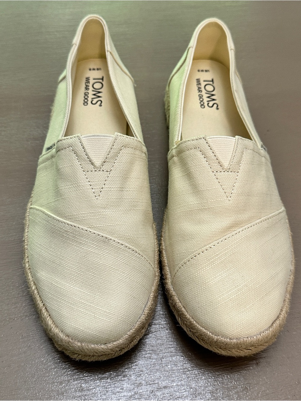 TOMS Women's Alpargata Rope 2.0 Espadrille Slip On Shoes Cream Beige Canvas Sz 9